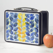 Lunch Box Feuilles jaune et bleu (En situation)