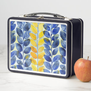 Lunch Box Feuilles jaune et bleu