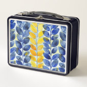 Lunch Box Feuilles jaune et bleu (Devant)