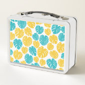Lunch Box Feuilles Monstera en Turquoise, Jaune et Blanc (Dos)
