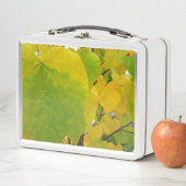 Lunch Box Feuilles rouges jaunes et verts (En situation)