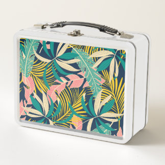 Lunch Box Feuilles tropicaux colorés : motif d'été.