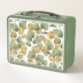 Lunch Box Feuilles verts et or. Motif (Devant)
