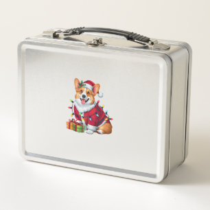 Lunch Box Feux de Noël Père Noël Welsh Corgi Chien Noël