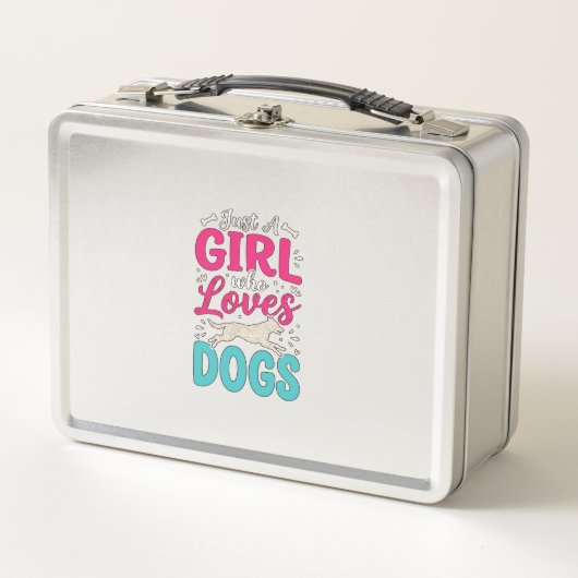 Lunch Box Fille aime les chiens Typographie de gravure vinta (Devant)
