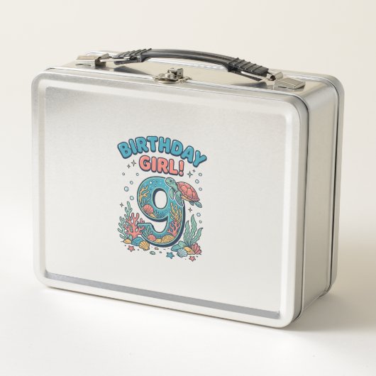 Lunch Box Fille d'anniversaire 9 Tortue de mer Conception ve (Devant)