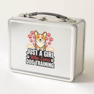 Lunch Box Fille de dressage de chien Corgi Vintage Vector Co