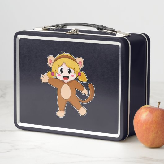 Lunch Box Fille en costume comme singe (En situation)