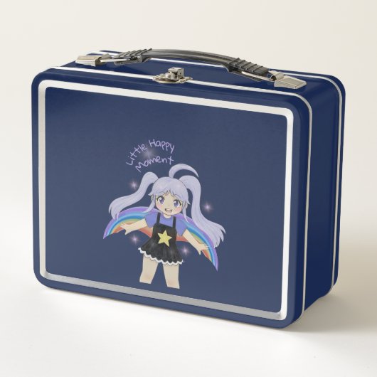 Lunch Box Fille Heureuse Illustration Dessinée à la Main – P (Devant)