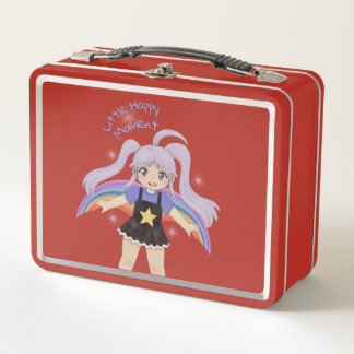 Lunch Box Fille Heureuse Illustration Dessinée à la Main – P