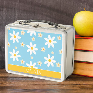 Lunch Box Fille mignonne Bleu marguerites Enfants Retour à l