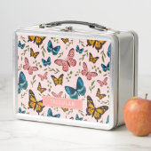 Lunch Box Fille Motif à papillon rose (En situation)