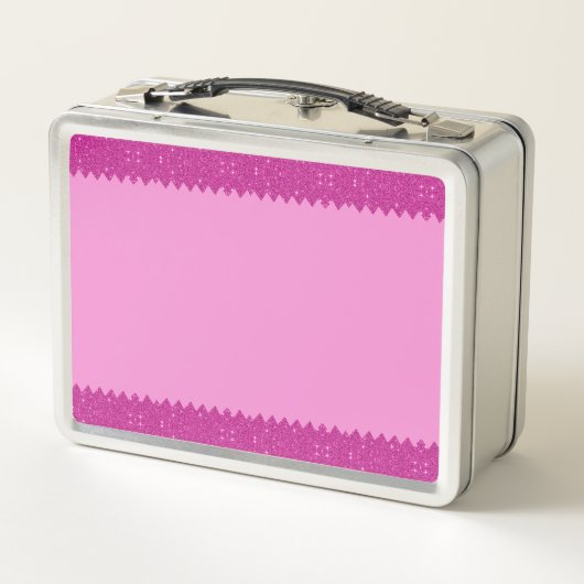 Lunch Box Fille rose parties scintillant zigzag, monogramme (Dos)
