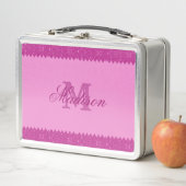 Lunch Box Fille rose parties scintillant zigzag, monogramme (En situation)