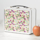 Lunch Box Fille Rose Peach Purple Burgundy Aquarelle Florale (En situation)