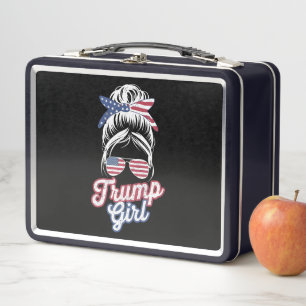 Lunch Box Fille Trump Bun Messy Vintage Drapeau Américain US