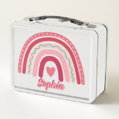 Lunch Box Filles Boho rose Personnalisé Rainbow Kids School (Dos)
