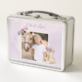 Lunch Box Filles Cheval Floral Violet (Devant)