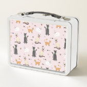 Lunch Box Filles Cute Grey Tabby Kitty Cat Cartoon Enfants (Dos)
