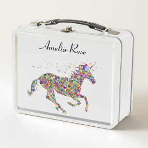 Lunch Box Filles de licorne géométrique nom