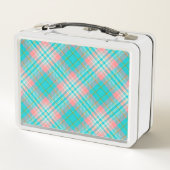 Lunch Box Filles Joli Turquoise Bleu et rose Plaid Enfants (Dos)