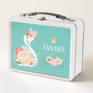 Lunch Box Filles personnalisées Swan fleuri