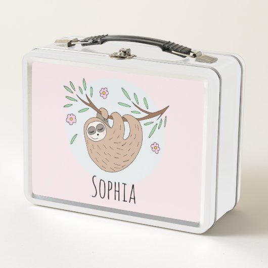 Lunch Box Filles rose mignonne couchant couchant caricature  (Devant)
