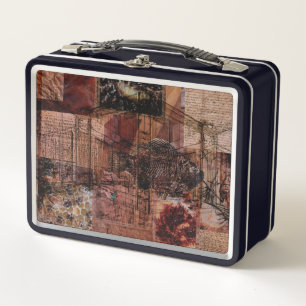 Lunch Box Fish Love Trees – Dessous de verre en collage abst