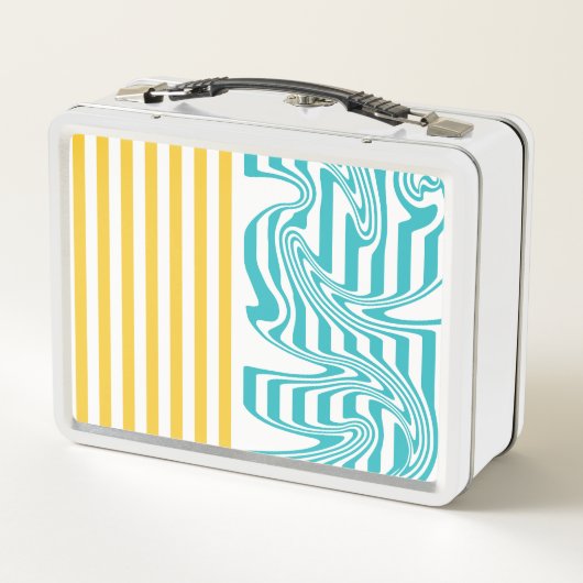 Lunch Box Fissures et torsades en Turquoise et Jaune (Dos)