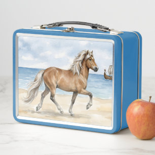 Lunch Box Fjara Cheval islandais aquarelle sur la plage