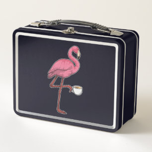 Lunch Box Flamant rose avec la coupe du café