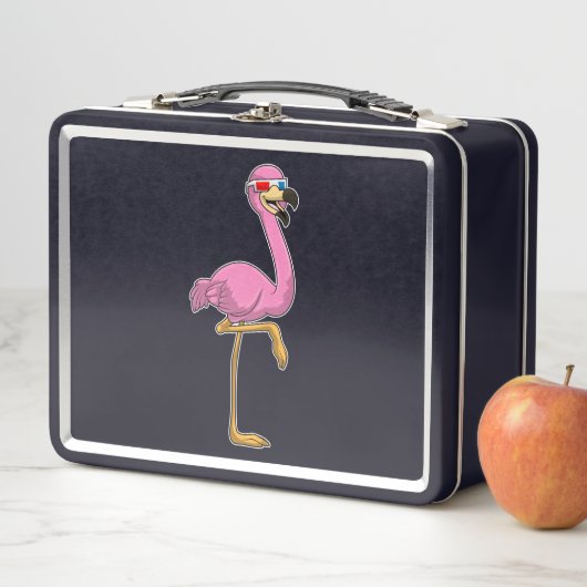 Lunch Box Flamant rose avec lunettes (En situation)