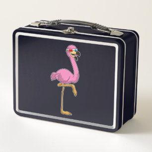 Lunch Box Flamant rose avec lunettes