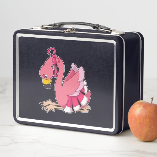 Lunch Box Flamant rose avec ruban (En situation)