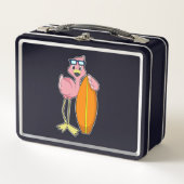 Lunch Box Flamant rose comme Surfer avec Surfboard.PNG (Devant)