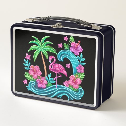 Lunch Box Flamant rose de néon tropical (Devant)