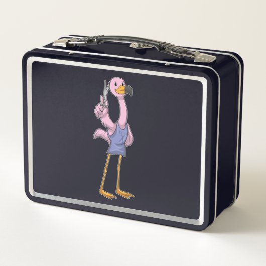 Lunch Box Flamant rose en coiffeur avec ciseaux (Dos)