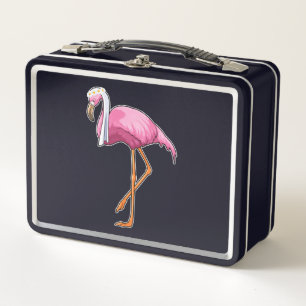 Lunch Box Flamant rose en mariée avec voile
