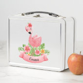 Lunch Box Flamant Rose Fleurs Personnalisée Enfant (En situation)