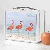 Lunch Box Flamants roses roses sur la plage (En situation)