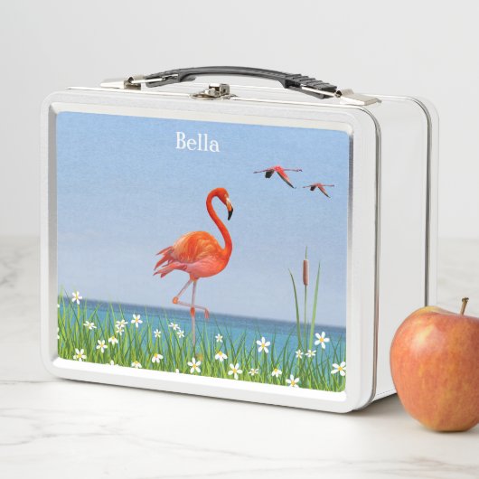 Lunch Box Flamants roses roses sur un magnifique paysage flo (En situation)