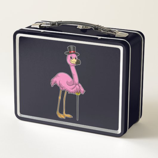 Lunch Box Flamingo as Pensioner with Walking stick (Dos)
