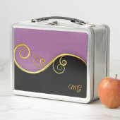 Lunch Box Flèches violettes noires avec (ou sans) initiales (En situation)