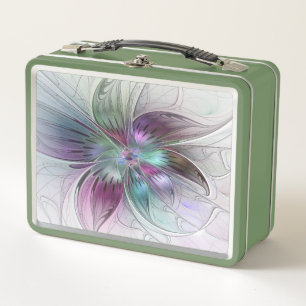 Lunch Box Fleur abstraite colorée, art fractal floral modern