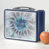 Lunch Box Fleur Abstraite Fractale Moderne Avec Bleu (En situation)