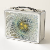 Lunch Box Fleur argentée dorée Fantaisie abstraite Art fract (Devant)