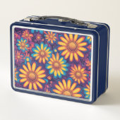 Lunch Box Fleur Daisy coloré rustique motif psychédélique (Dos)