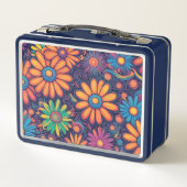 Lunch Box Fleur Daisy coloré rustique motif psychédélique (Dos)