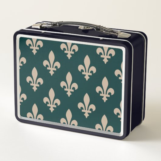 Lunch Box Fleur de Lis Motif, Royal French Creative on Green (Dos)