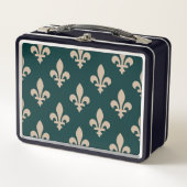 Lunch Box Fleur de Lis Motif, Royal French Creative on Green (Devant)